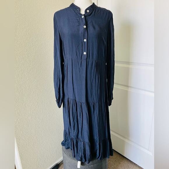 Baci Long Sleeve Silk Peasant Midi Dress - Picture 1 of 7